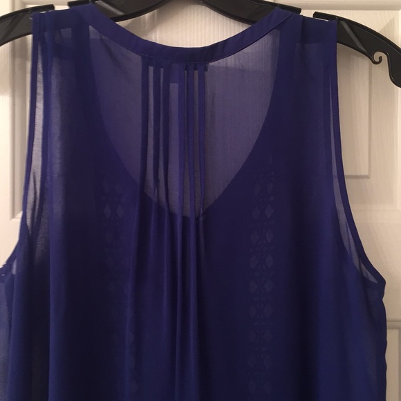 Royal Blue Daniel Rainn sheer sleeveless blouse - Picture 5 of 5